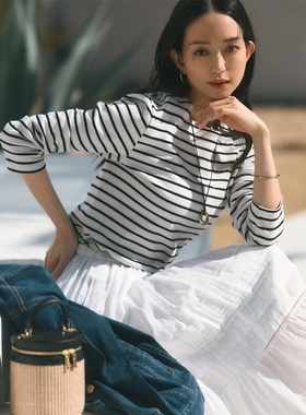 23区春季新款女士条纹上衣Armor-lux慵懒适宜日本限定ONWARD