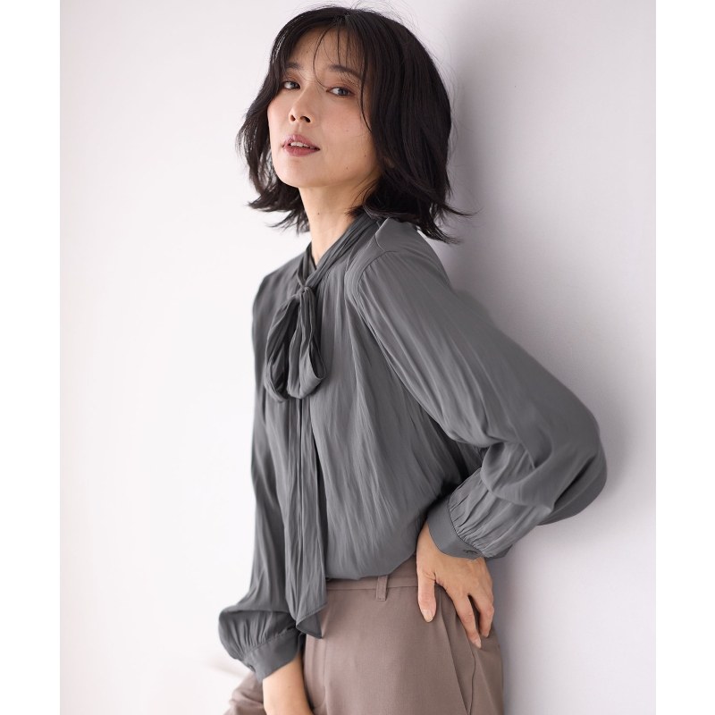 any FAM可机洗2WAY蝴蝶结领气质衬衫女ONWARD