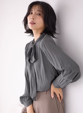 any FAM可机洗2WAY蝴蝶结领气质衬衫女ONWARD