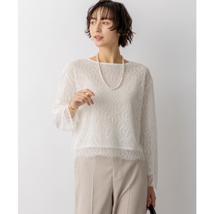 女ONWARD 针织衫 23区时尚 简约优雅感拉舍尔蕾丝两穿式