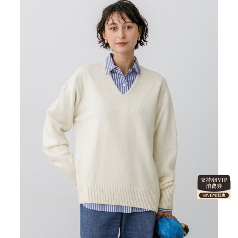 23区时尚优雅气质羊绒混纺V领针织衫女ONWARD日本官网直邮进口