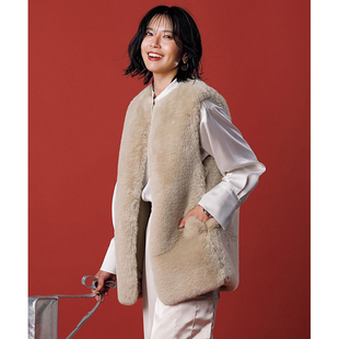 UNFILO环保毛皮气质适宜时尚马甲女ONWARD