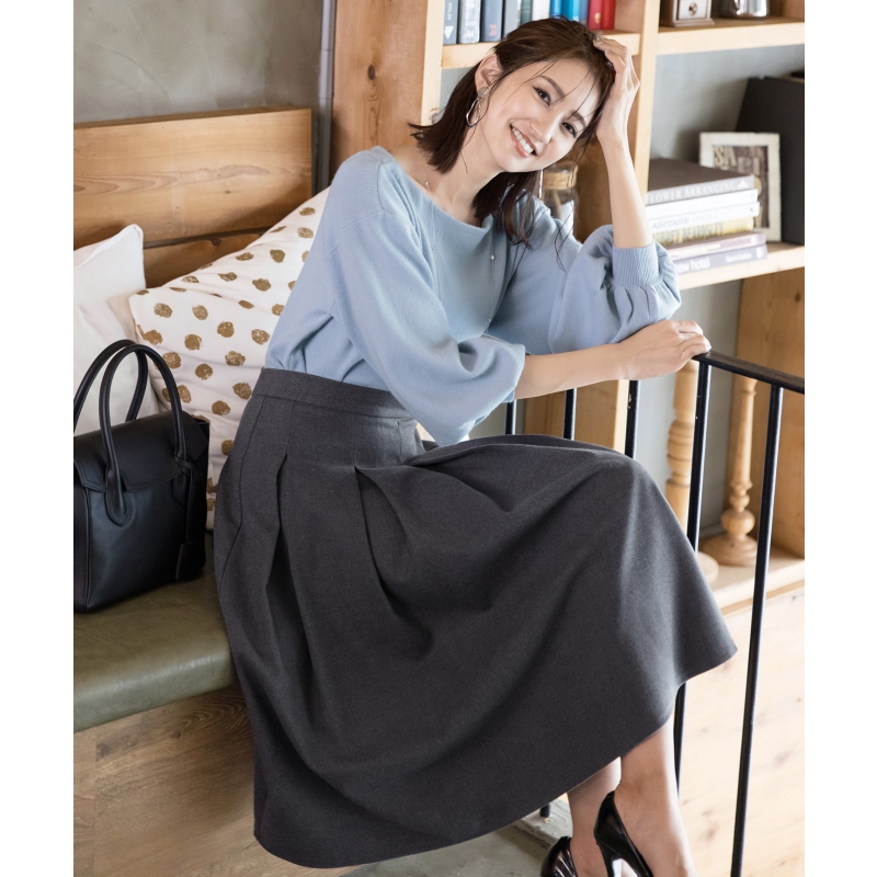 半裙日系简约仿羊毛手感捏褶