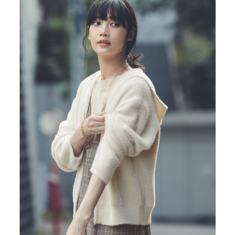 any SiS可洗长毛绒针织连帽衫女ONWARD秋冬新品