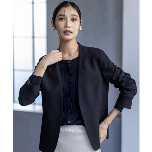 ANY SIS保温效果弹性美丽Thermo双面弹性无领夹克外套女ONWARD