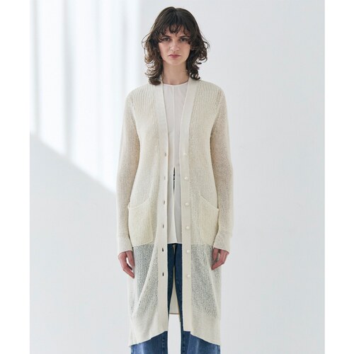 BEIGE，时尚通勤小众可水洗OPTICAL纸纱V领长开衫女ONWARD