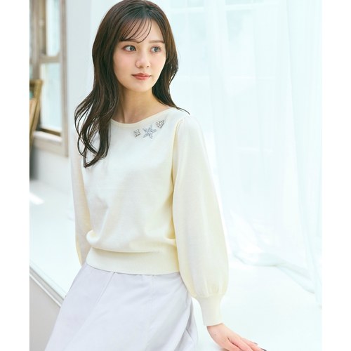 Feroux温柔甜美气质时尚可水洗胸针设计针织套头衫女ONWARD