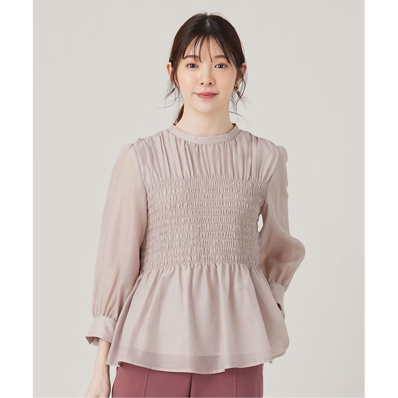 any SiS可洗简约甜美欧根纱褶皱衬衫女ONWARD