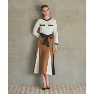 GRACECONTINENTAL时尚 气质设计感针织双色提花连衣裙女ONWARD