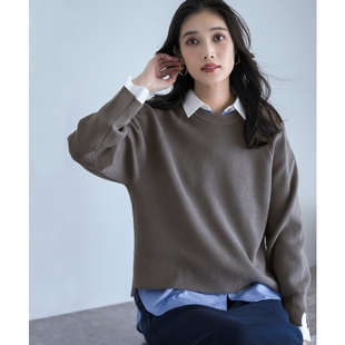 ANY SIS气质简约甜美针织叠穿衬衫两件套毛衣女秋冬保暖ONWARD