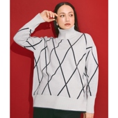 ICB时尚 简约气质优雅软质混纺羊绒钻石纹高领针织衫 女ONWARD