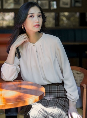 ANY SIS温柔日系甜美可水洗内里起绒连帽束带领女士衬衫女ONWARD