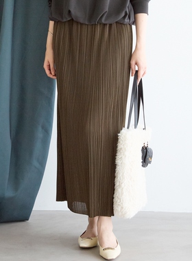 23区SLOW系列时尚简约气质针织褶皱I型裙女ONWARD