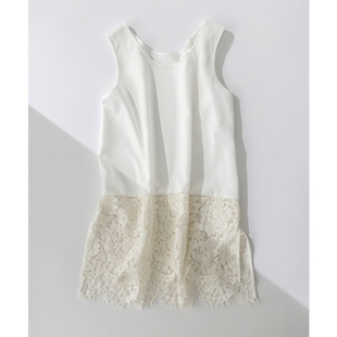 23区可水洗蕾丝拼接弹力哑光缎内搭背心女ONWARD