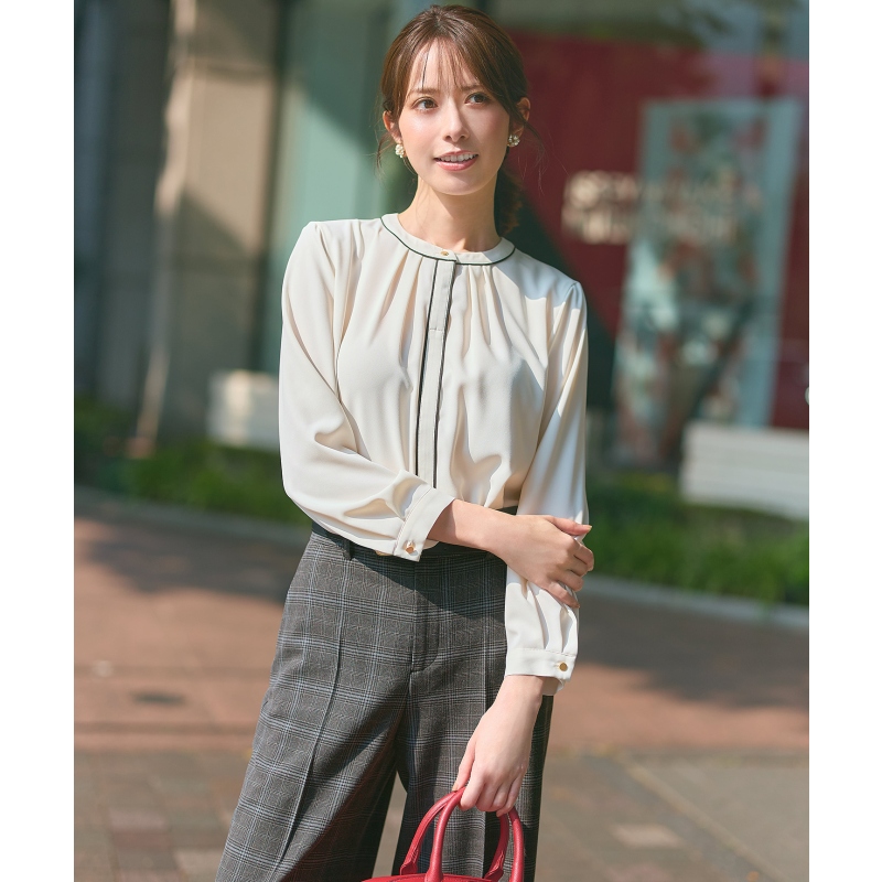any SiS时尚温柔气质可水洗前褶双色领衬衫女ONWARD