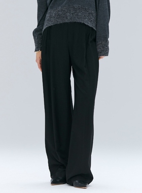 BEIGE，气质Oggi 10月号掲载COBURN混丝双褶曲线阔腿裤女ONWARD