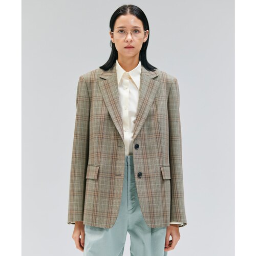 BEIGE，时尚优雅Oggi8月号刊载SELMA格纹羊毛西装外套女ONWARD