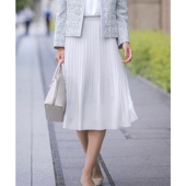 J.PRESS 可水洗 日系优雅轻熟乔其纱百褶裙女士雪纺半身