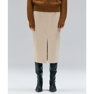 BEIGE，优雅时尚气质高智感CISCO仿麂皮I型半身裙女ONWARD