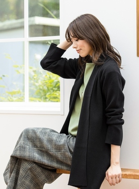 Tiaclasse日系简约时尚中长款针织开襟衫日系轻奢onward