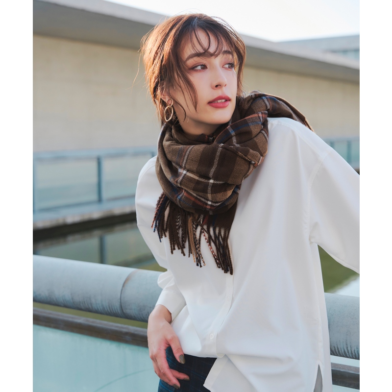Tiaclasse 日系温柔混羊绒格纹女士围巾日系轻奢onward