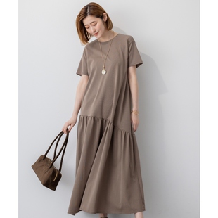 23区小众气质简约接触凉感可洗扭绳棉布层叠连衣裙女ONWARD