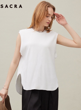 23区SACRA弹力适宜简约气质纹路设计上衣女ONWARD