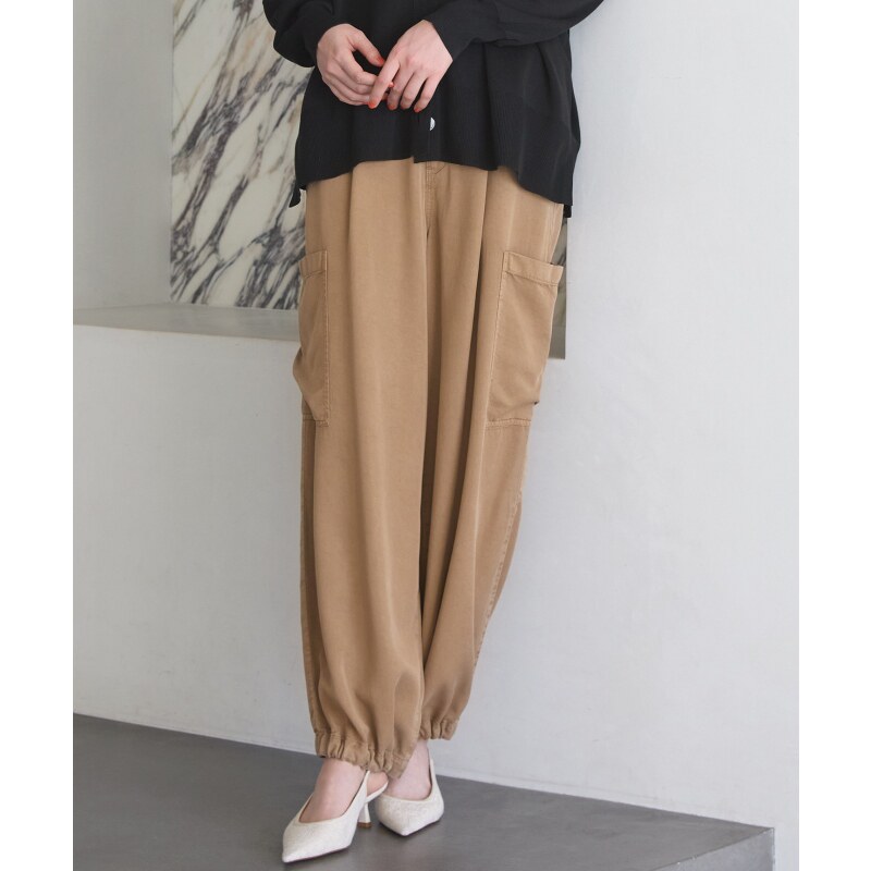 23区SLOW系列限定款时尚气质成衣斜纹宽褶裤女ONWARD