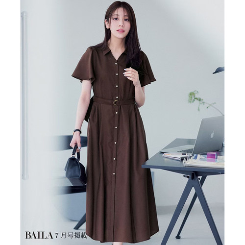 any SiS接触冷感UV防护光滑设计感气质衬衫连衣裙女ONWARD