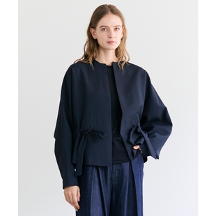 BEIGE 高智感通勤气质PORDIC带抽绳无领夹克外套女ONWARD