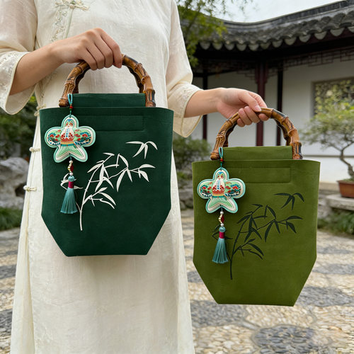 【粽享安康】端午中式毛毡手提包