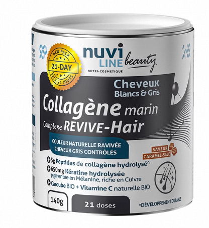 NUVILINE白/灰发海洋胶原蛋白+REVIVE-HAIR复合物140g/罐