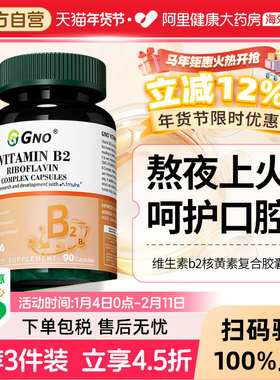 GNO美国进口维生素b2高含量400mg核黄素大剂量复合维b群呵护口腔