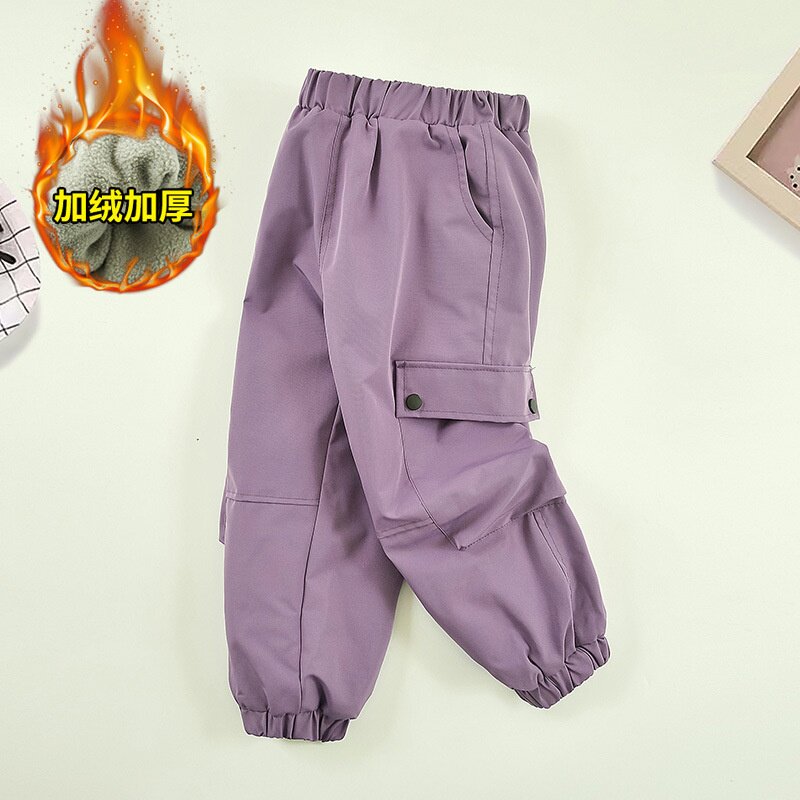 女童裤子工装裤春秋儿大童秋季装加绒防风防水运动冲锋裤2026新款