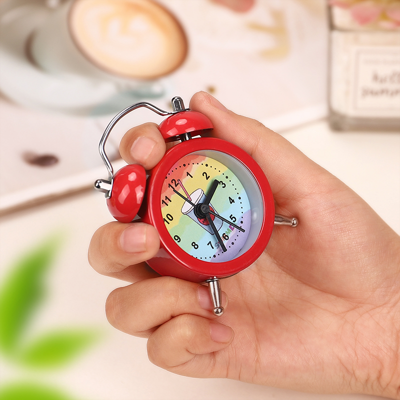 创意卡通闹钟学生用儿童卧室床头静音小夜灯迷你可爱桌面时钟摆件