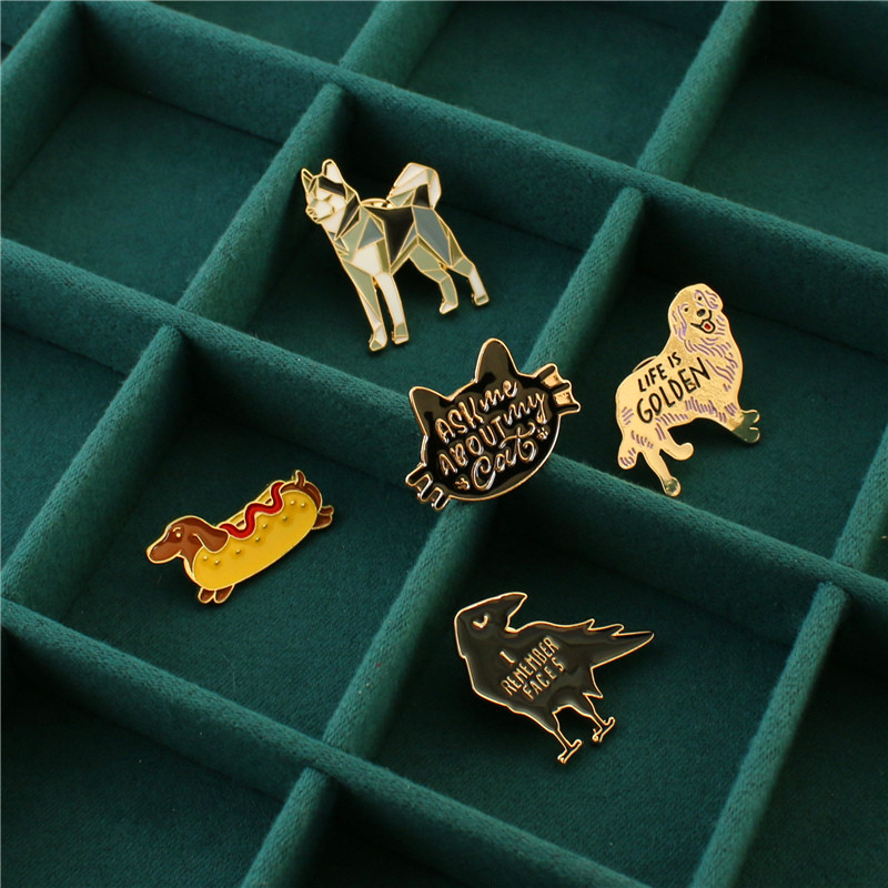 复古动物造型胸针狗狗猫咪造型胸花西装领针装饰品青岛厂家