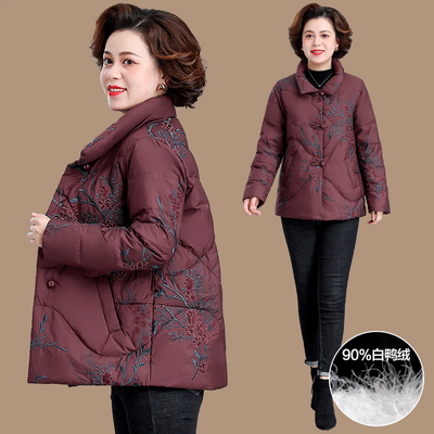 中年妈妈冬装羽绒服短款奶奶装