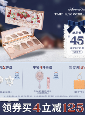 【满300减45】花知晓草莓洛可可五色眼影盘清冷眼影大地色哑珠光