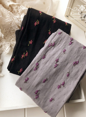 日系早秋SM2小清新花朵刺绣连裤袜 80D镂空点点微透肉丝袜女袜