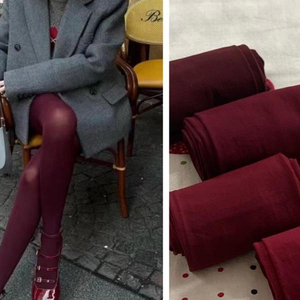 正红色哑光天鹅绒丝袜