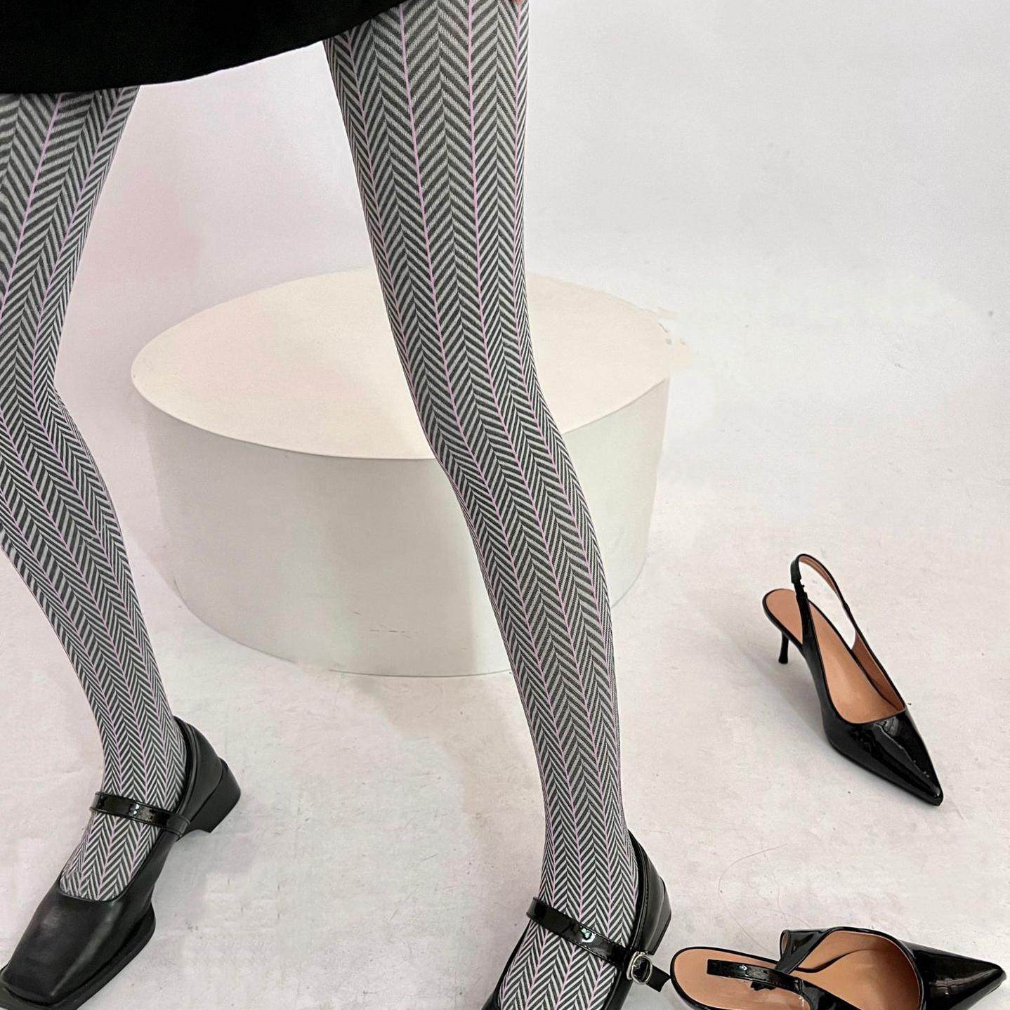 大牌秀场款撞色人字纹提花打底袜个性彩色竖线棉针织不透肉连裤袜,女士内衣/男士内衣/家居服,连裤袜/打底袜,淘宝优惠券,粉丝福利购,淘宝优惠卷