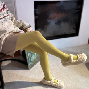 明媚少女春季 袜女 多巴胺彩色天鹅绒丝袜糖果色橙黄色哑光显瘦连裤