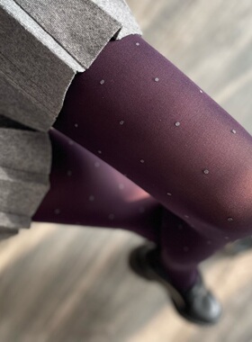 早秋葡萄紫色圆点提花天鹅绒连裤袜ins风甜美少女显瘦性感打底袜