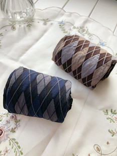 早秋80D哑光菱形格子天鹅绒丝袜 袜 霍格沃兹魔法学院风格 纹连裤