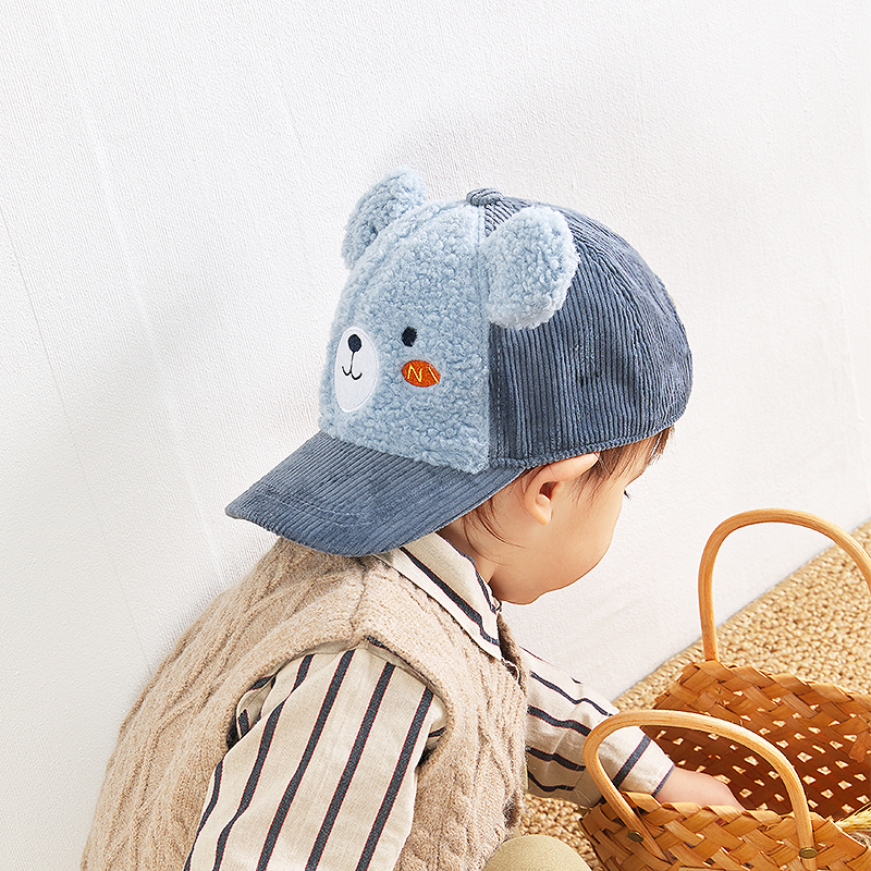 秋季卡通小熊羊羔绒时尚防风帽