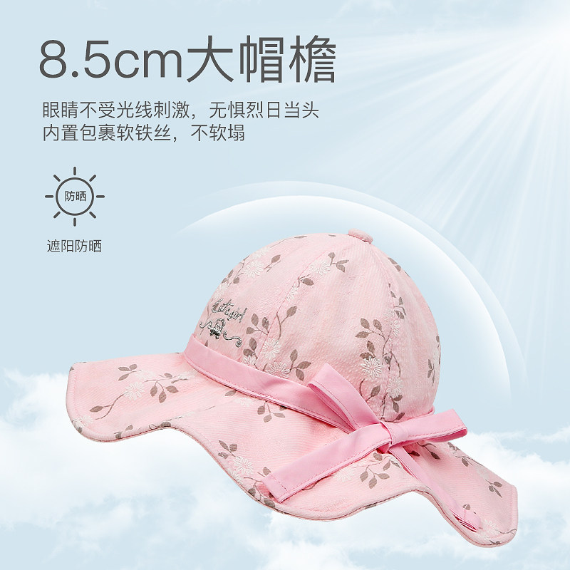 嘟嘟啦春季宝宝遮阳大帽子1-2岁儿童户外防晒渔夫盆帽女孩公主帽