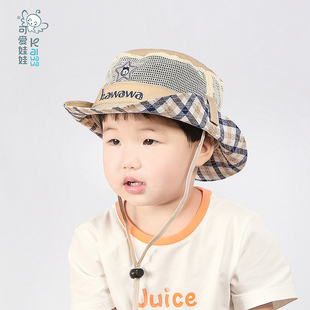 夏天儿童网眼盆帽宝宝防晒帽遮阳帽子男女童透气渔夫帽镂空牛仔帽