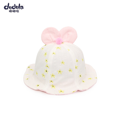 嘟嘟啦幼儿女孩透气0-1-3帽子