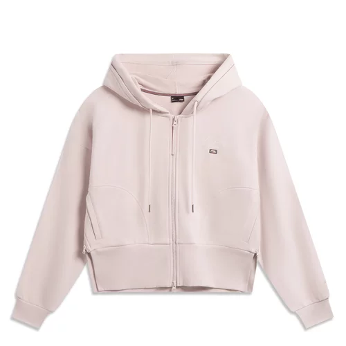 李宁卫衣2026春季新款女子休闲简洁时尚宽松开衫连帽卫衣AWDW276