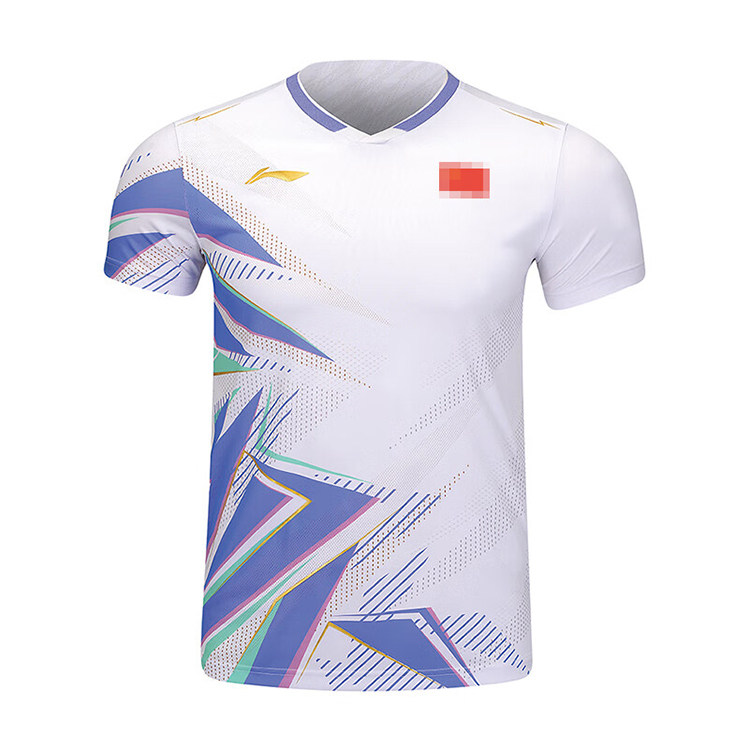 리 닝 배드민턴 유니폼 중국 청소년 팀 경기 유니폼 남자 경기 유니폼 속건성 반팔 스포츠 상의 AAYU133